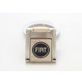 FIAT 500 Keychain - Square Metal w/ Blue FIAT Logo