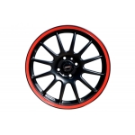 FIAT 500 Custom Wheels by Team Dynamics - Pro Race 1.2 - 16" - Custom Matte Black w/ Red Stripe Finish	